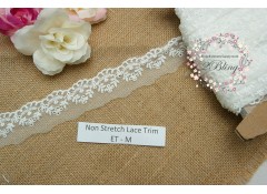 Non Stretch Lace Trim, Embroidery, Soft Gauze (ET.M) - 3cm -1m length